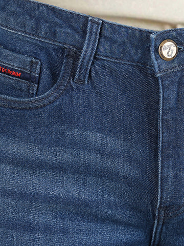 Men's Blue Slim Fit Solid Casual Jeans
