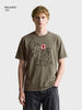 Men's Olive Relaxed Fit Graphic Printed Character Street Wear T-Shirt
