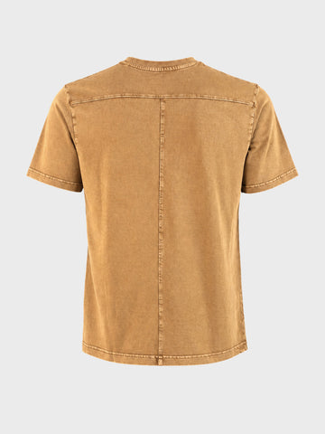 Men's Brown Regular Fit Embroidered Street Wear T-Shirt