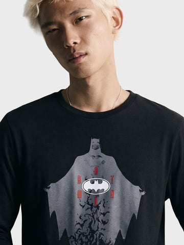 Men's Black Regular Fit Graphic Printed Character Casual T-Shirt