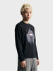 Men's Black Regular Fit Graphic Printed Character Casual T-Shirt