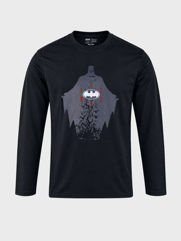 Men's Black Regular Fit Graphic Printed Character Casual T-Shirt