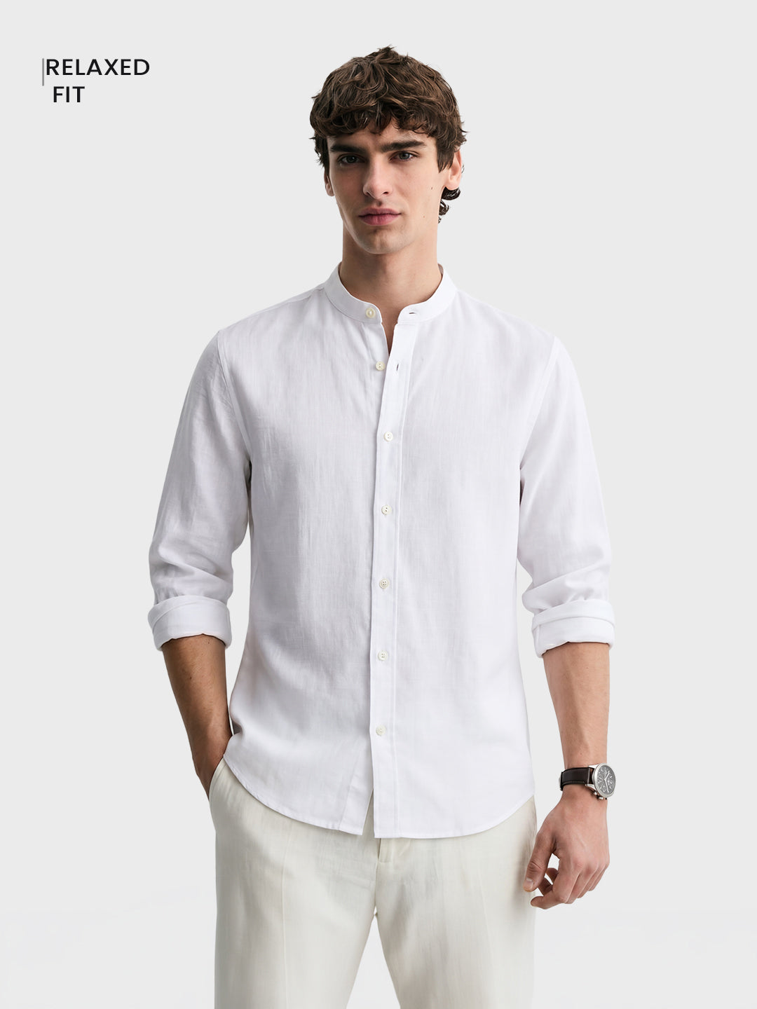 Men's White Relaxed Fit Solid Casual Shirt