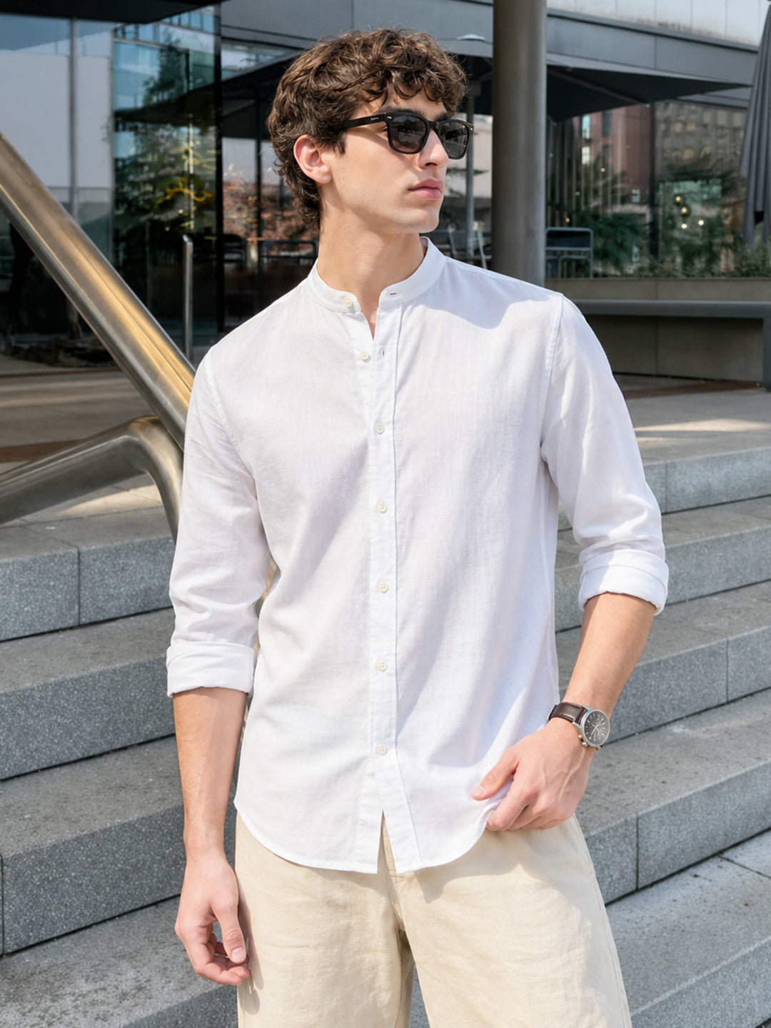 Men's White Relaxed Fit Solid Casual Shirt