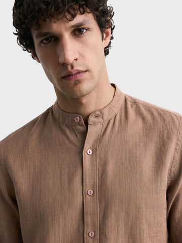 Men's Khaki Relaxed Fit Solid Casual Shirt