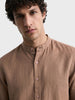 Men's Khaki Relaxed Fit Solid Casual Shirt