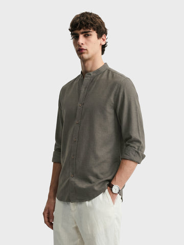 Men's Olive Relaxed Fit Solid Casual Shirt