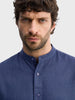 Men's Navy Blue Relaxed Fit Solid Casual Shirt