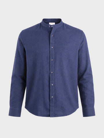 Men's Navy Blue Relaxed Fit Solid Casual Shirt