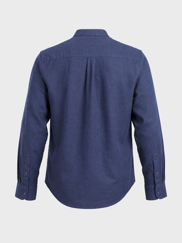 Men's Navy Blue Relaxed Fit Solid Casual Shirt