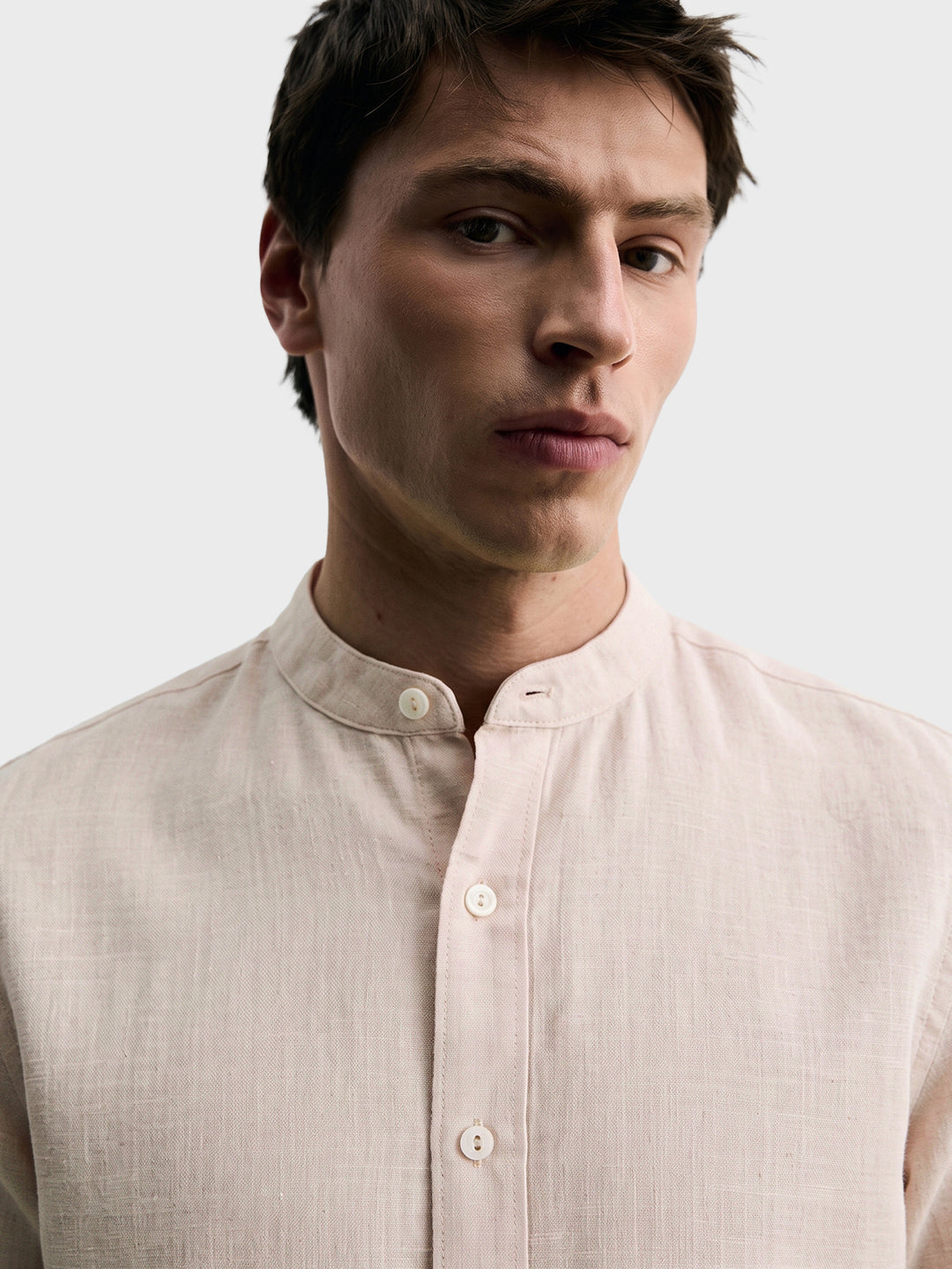 Men's Cream Relaxed Fit Solid Casual Shirt