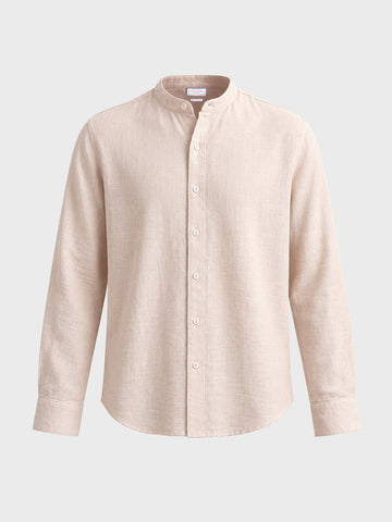 Men's Cream Relaxed Fit Solid Casual Shirt