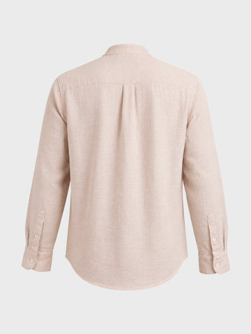 Men's Cream Relaxed Fit Solid Casual Shirt