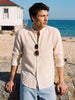 Men's Cream Relaxed Fit Solid Casual Shirt
