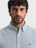 Men's Green Slim Fit Striped Casual Shirt