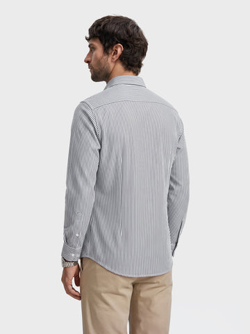 Men's Green Slim Fit Striped Casual Shirt