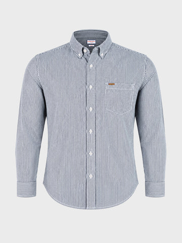 Men's Green Slim Fit Striped Casual Shirt