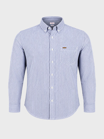 Men's Blue Slim Fit Striped Casual Shirt