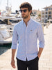 Men's Blue Slim Fit Striped Casual Shirt