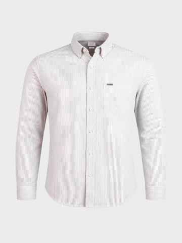 Men's Beige Slim Fit Striped Casual Shirt
