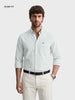 Men's Green Slim Fit Striped Casual Shirt
