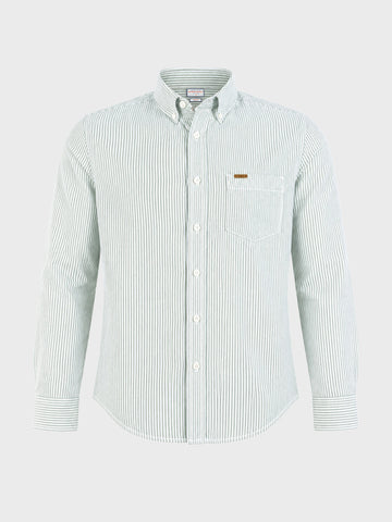 Men's Green Slim Fit Striped Casual Shirt