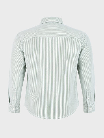 Men's Green Slim Fit Striped Casual Shirt