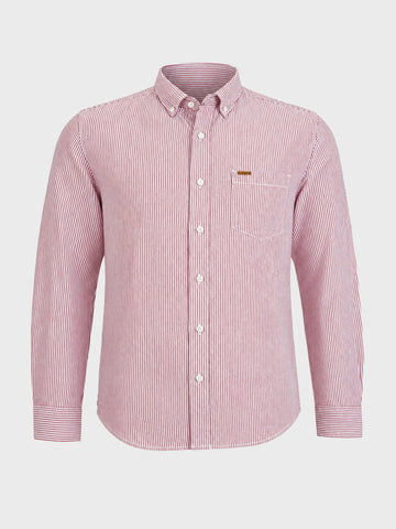Men's Red Slim Fit Striped Casual Shirt