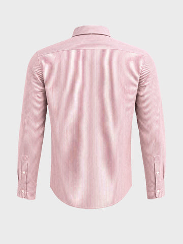 Men's Red Slim Fit Striped Casual Shirt