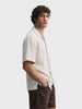 Men's Off White Relaxed Fit Solid Casual Shirt