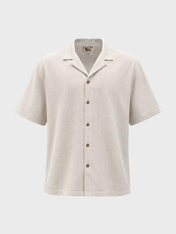 Men's Off White Relaxed Fit Solid Casual Shirt