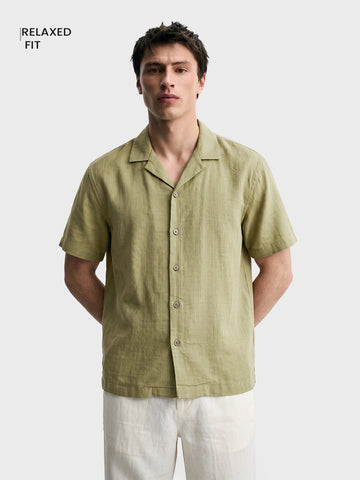 Men's Olive Relaxed Fit Solid Casual Shirt