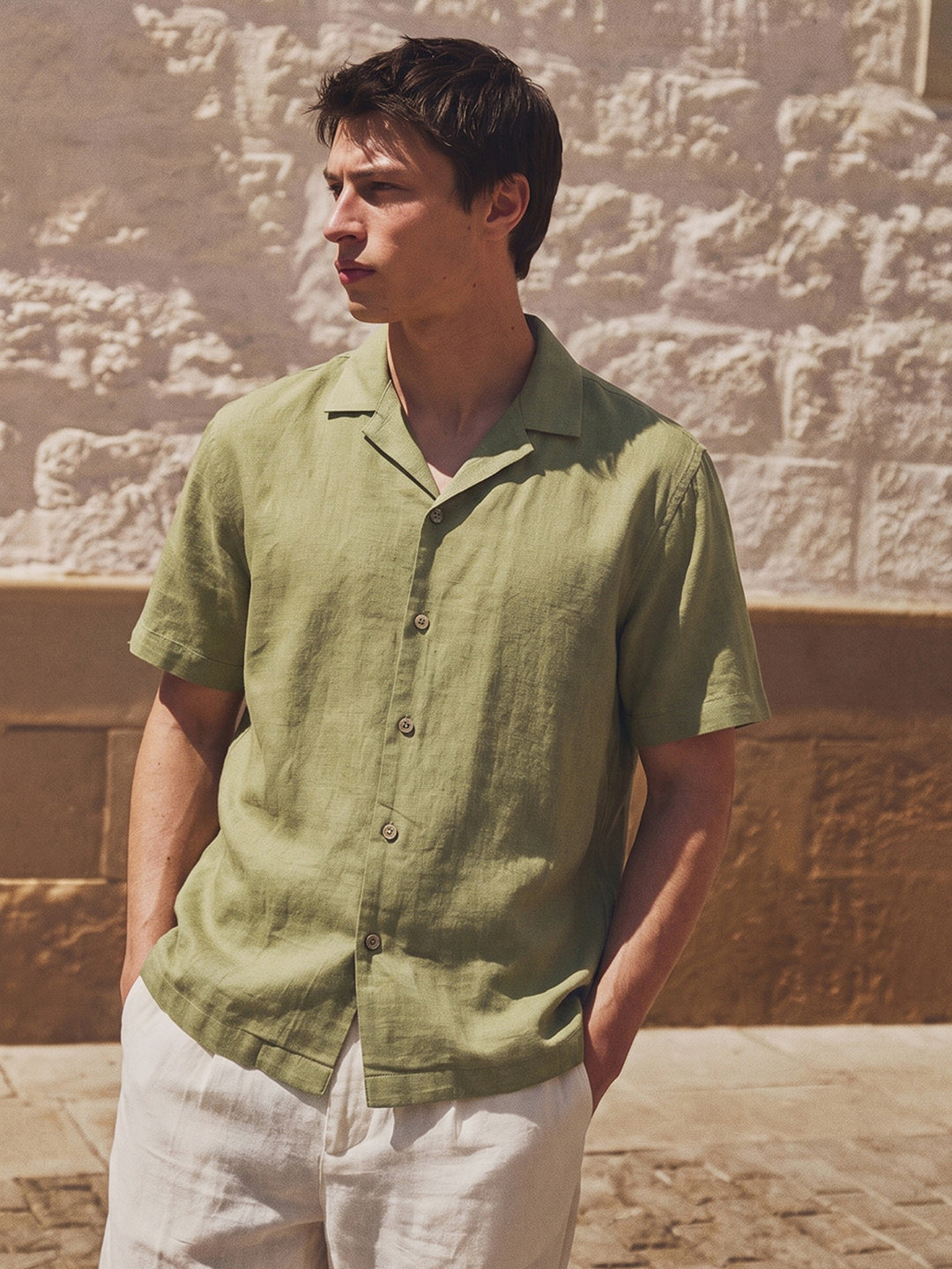 Men's Olive Relaxed Fit Solid Casual Shirt
