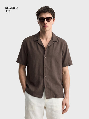 Men's Brown Relaxed Fit Solid Casual Shirt