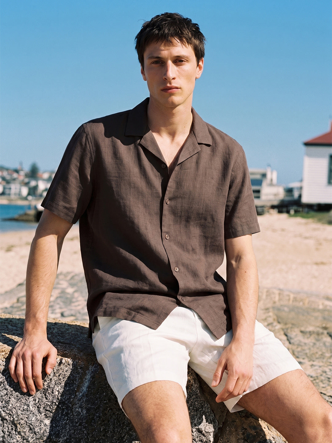 Men's Brown Relaxed Fit Solid Casual Shirt