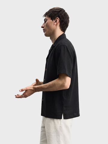 Men's Black Relaxed Fit Solid Casual Shirt