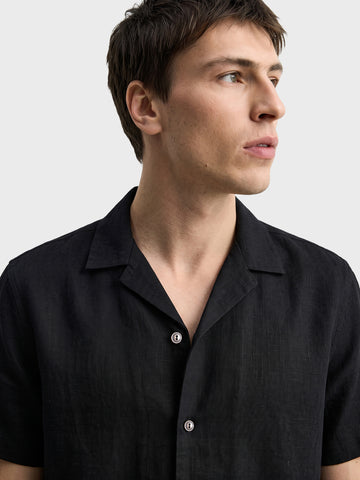 Men's Black Relaxed Fit Solid Casual Shirt