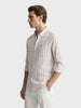 Men's Beige Slim Fit Striped Casual Shirt