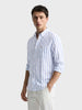 Men's Blue Slim Fit Striped Casual Shirt