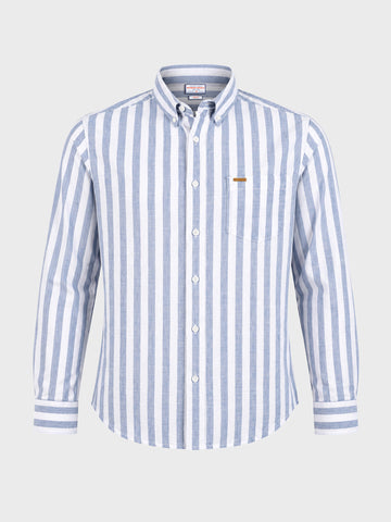 Men's Blue Slim Fit Striped Casual Shirt
