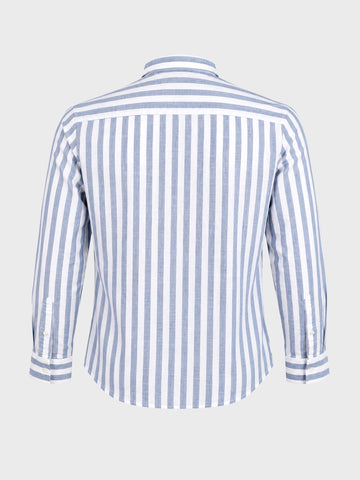 Men's Blue Slim Fit Striped Casual Shirt