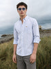 Men's Blue Slim Fit Striped Casual Shirt
