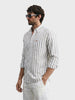 Men's Green Slim Fit Striped Casual Shirt