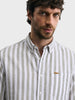 Men's Green Slim Fit Striped Casual Shirt