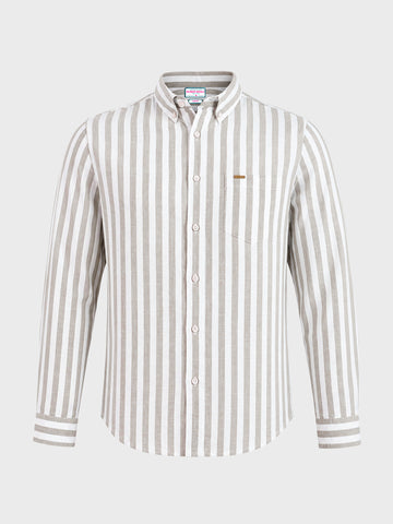 Men's Green Slim Fit Striped Casual Shirt