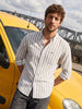 Men's Green Slim Fit Striped Casual Shirt