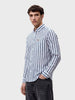 Men's Navy Blue Slim Fit Striped Casual Shirt