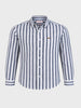 Men's Navy Blue Slim Fit Striped Casual Shirt