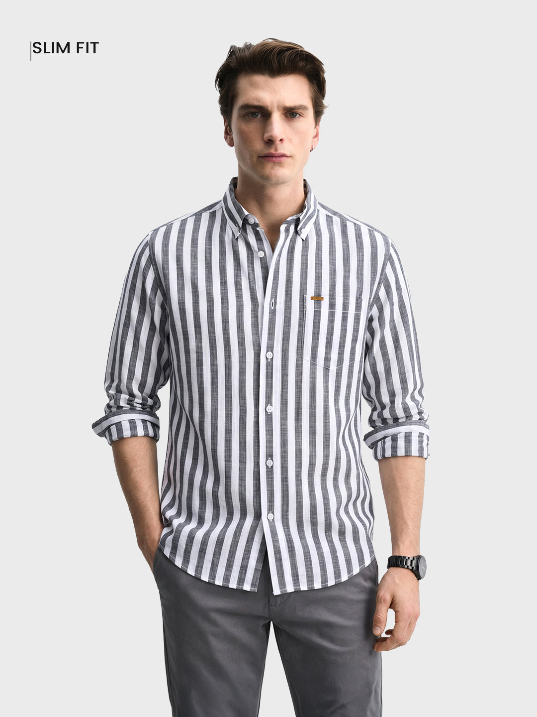 Men's Black Slim Fit Solid Casual Shirt