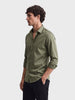 Men's Olive Slim Fit Solid Casual Shirt